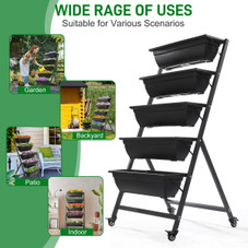5-Tier 4.4 FT Vertical Garden Bed with 4 Wheels product image