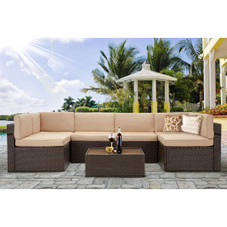 7-Piece Outdoor Patio Furniture Set with 30" Fire Pit Table product image