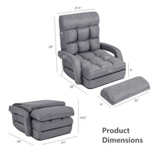 Folding Floor Armchair with Adjustable Back and Lumbar Pillow product image