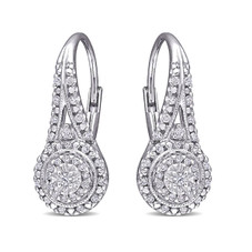 1/2-Carat Diamond Double Halo Hoop Earrings product image