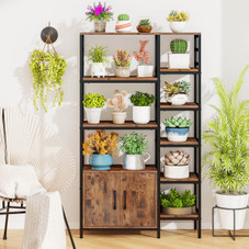 55.5" Tall Bookcase with 2-Door Cabinet Metal Frame  product image