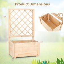 40" Tall Wooden Raised Garden Bed with Lattice Trellis product image