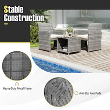 3-Piece Patio Furniture Set with Tempered Glass Coffee Table product image