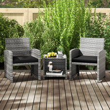 3-Piece Patio Furniture Set with Tempered Glass Coffee Table product image