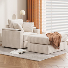 Chaise Lounge Chair with Ottoman, Side Pocket and Cup Holder product image