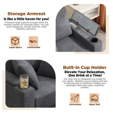 Chaise Lounge Chair with Ottoman, Side Pocket and Cup Holder product image