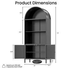 73'' Arched Metal Storage Cabinet with Doors, Drawer and Adjustable Shelves product image