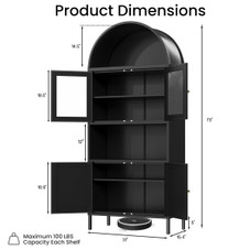 73'' Arched Metal Storage Cabinet with Doors, Drawer and Adjustable Shelves product image