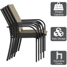 Stackable Patio Dining Chairs with Armrests (4-Pack) product image