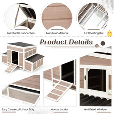 56" Large Wooden Chicken Hutch with 6 Nesting Boxes product image