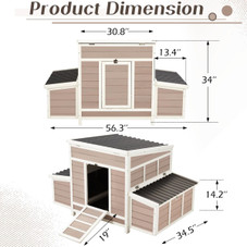 56" Large Wooden Chicken Hutch with 6 Nesting Boxes product image