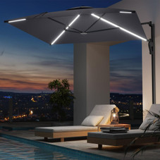 10FT Solar LED Wall Mounted Outdoor Patio Umbrella product image