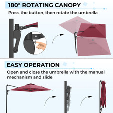 10FT Solar LED Wall Mounted Outdoor Patio Umbrella product image