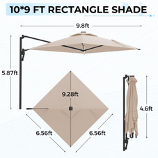 10FT Solar LED Wall Mounted Outdoor Patio Umbrella product image