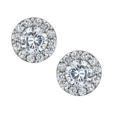 Simulated Crystal Stud Earrings 1.00 Carat (ctw) in Sterling Silver product image