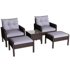 5-Piece Outdoor Patio Furniture Set with Ottoman and Table product image
