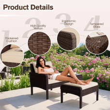 5-Piece Outdoor Patio Furniture Set with Ottoman and Table product image