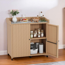 Outdoor Wicker Storage Cabinet with 2 Doors  product image