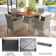 5-Piece PE Wicker Patio Dining Set with 1.97" Umbrella Hole product image
