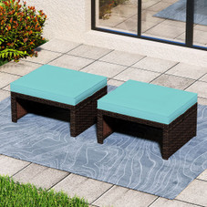 Patio PE Rattan Ottomans with High-Density Sponge Cushion product image