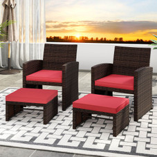 Patio PE Rattan Ottomans with High-Density Sponge Cushion product image