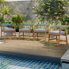 Outdoor Acacia Wood Dining Chairs with Cushions (Set of 4) product image