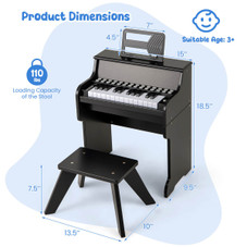 25-Keys Digital Piano with Music Stand and Stool product image