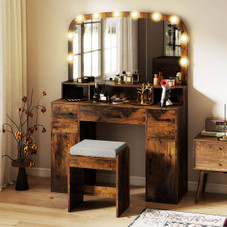 Vanity Makeup Table with Large Mirror and 3-Color Adjustable Lights product image