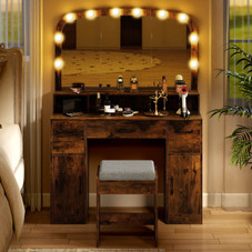 Vanity Makeup Table with Large Mirror and 3-Color Adjustable Lights product image