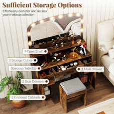 Vanity Makeup Table with Large Mirror and 3-Color Adjustable Lights product image