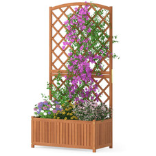 63” Wood Planter Container with Diamond Trellis, Planter Box product image