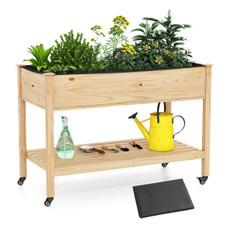Wooden Raised Garden Bed with Lockable Wheels product image