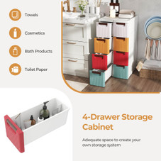 4-Drawer Narrow Rolling Storage Cabinet with Pull Handles product image