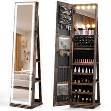360° Swivel Jewelry Cabinet with Lighted Full Length Mirror product image