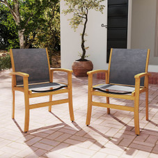 Outdoor Acacia Wood Patio Chairs with Breathable Fabric product image