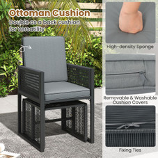 5-Piece Outdoor PE Wicker Patio Dining Set with Ottoman product image