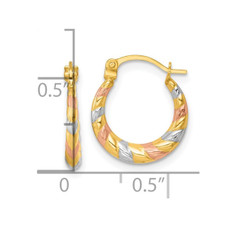 14K Yellow, Rose and White Gold Hoop Earrings product image