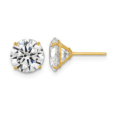 14K Yellow Gold Sythentic Cubic Zirconia Solitaire Earrings (8mm) product image