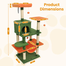 58” Tall Multi-Level Cat Tree with Upholstered Perch and Cat Condo product image