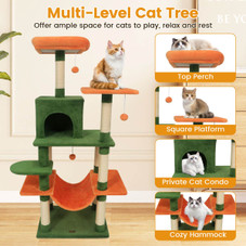 58” Tall Multi-Level Cat Tree with Upholstered Perch and Cat Condo product image