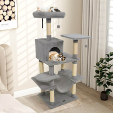 58” Tall Multi-Level Cat Tree with Upholstered Perch and Cat Condo product image