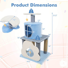 31.5” Modern Cat Tree with Top Perch and Scratching Post product image