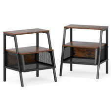 3-Tier Industrial Nightstand with 2 Open Shelves product image