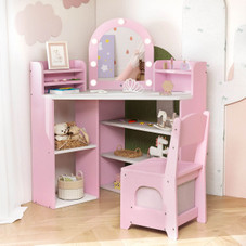 Corner Kids Vanity with Lights and Shelves product image
