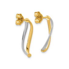 10K Yellow and White Gold Curve Dangle Earrings product image