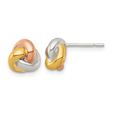 Yellow, White, Rose Plated Sterling Silver Love Knot Earrings product image