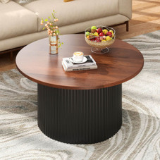 32" Round Coffee Table with Wave-Shaped Support product image