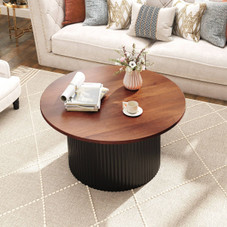 32" Round Coffee Table with Wave-Shaped Support product image