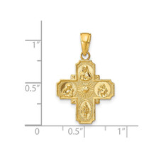 14K Yellow Gold Cross Medal Pendant product image