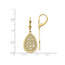 14K Yellow Gold Teardrop Filigree Dangle Earrings product image